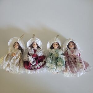Vintage porcelain doll Christmas Ornaments bundle lot